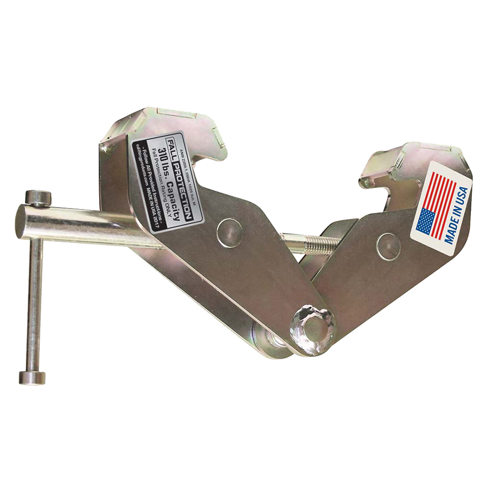 OZ Lifting Products Fully Welded Fall Protection Beam Clamp, 400-Lb. Capacity, Model# OZ1BCA-MR